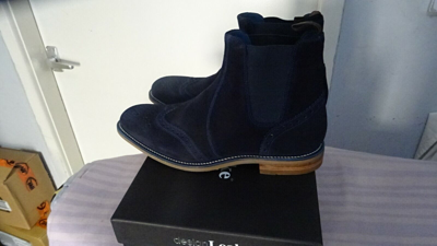 Pre-owned Loake Hoskins Mens Brogue Chelsea Navy/blue Core Suede Boots Rrp-£175