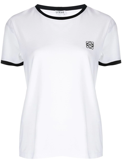 Shop Loewe Signature Embroidered Anagram T-shirt In White