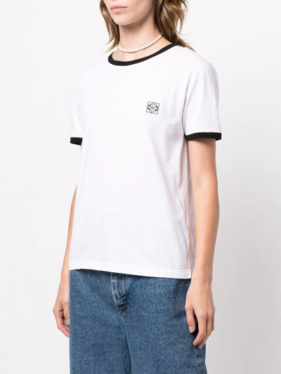 Shop Loewe Signature Embroidered Anagram T-shirt In White