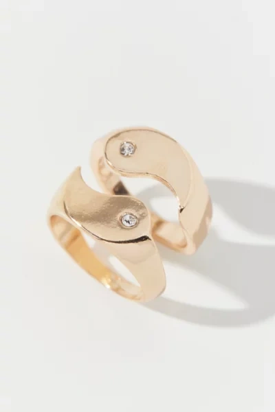 Shop Urban Outfitters Yin Yang Ring Set In Gold