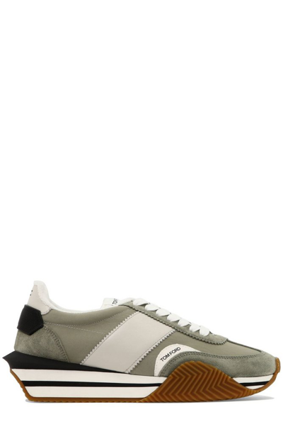 Shop Tom Ford James Panelled Lace-up Sneakers