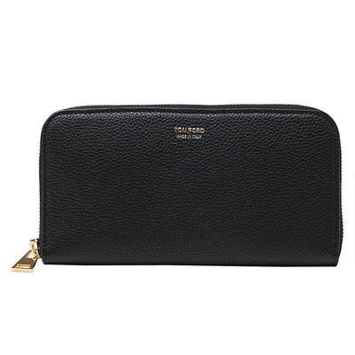 Shop Tom Ford Logo Printed Zipped Continental Wallet In Black