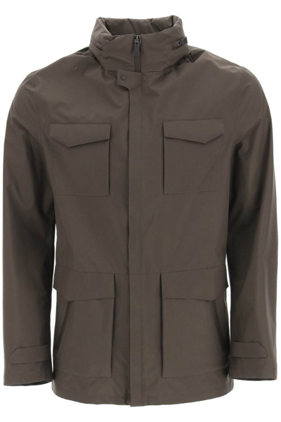 Shop Herno Pocket Patch High Neck Field Jacket In Green