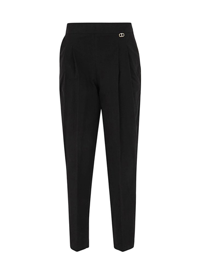 Shop Twinset High Waist Cropped Pants In Black