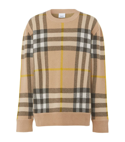 Shop Burberry Cashmere Check Sweater In Neutrals