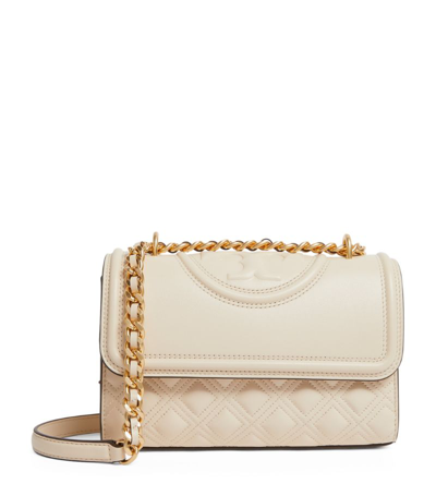 Shop Tory Burch Small Leather Fleming Shoulder Bag In White