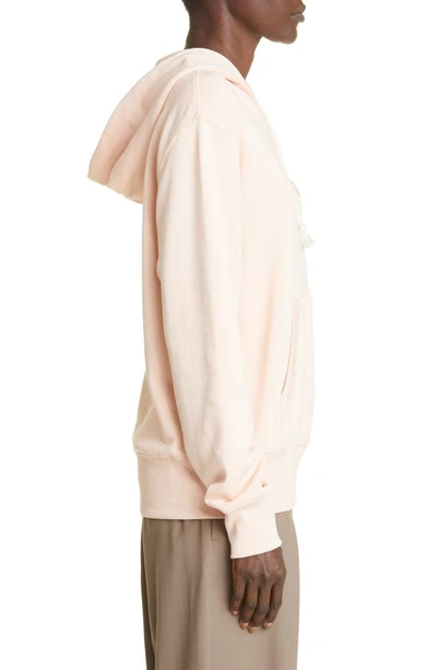 Shop Acne Studios Fairah Face Patch Cotton Hoodie In Powder Pink
