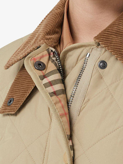Shop Burberry Quilted Short Jacket In Beige