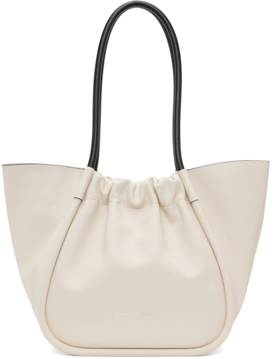 Shop Proenza Schouler Off-white Large Ruched Tote In 1036 Clay