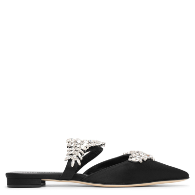 Shop Manolo Blahnik Lurum Black Satin Flats