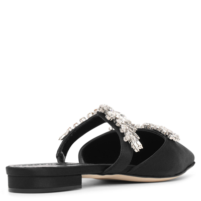 Shop Manolo Blahnik Lurum Black Satin Flats