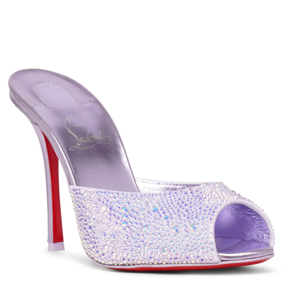 Shop Christian Louboutin Me Dolly 100 Strass Metallic Leather Mules