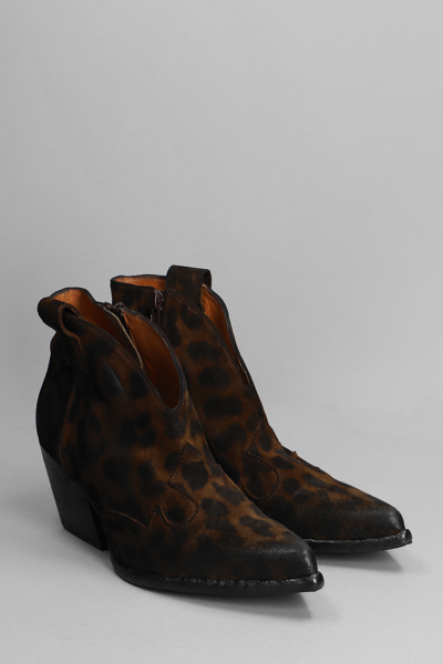 Shop Elena Iachi Texan Ankle Boots In Animalier Suede