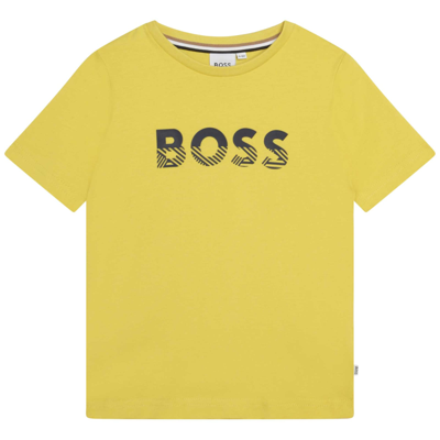 Hugo Boss Kids' Little Boy's & Boy's Logo Crewneck T-shirt In Yellow |  ModeSens