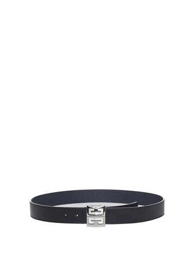 Shop Givenchy 4g Reversible Leather Belt In Black Dark Blue