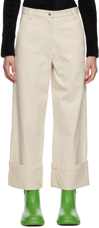 Shop Moncler Genius 2 Moncler 1952 Off-white Trousers In 070 White
