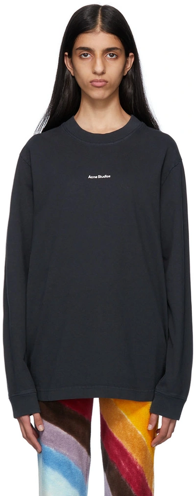 Shop Acne Studios Black Organic Cotton Long Sleeve T-shirt
