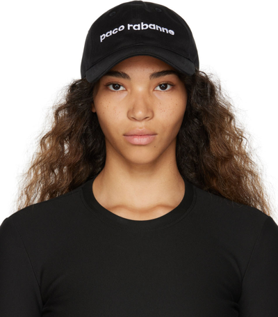 Shop Rabanne Black Logo Cap In P001 Black