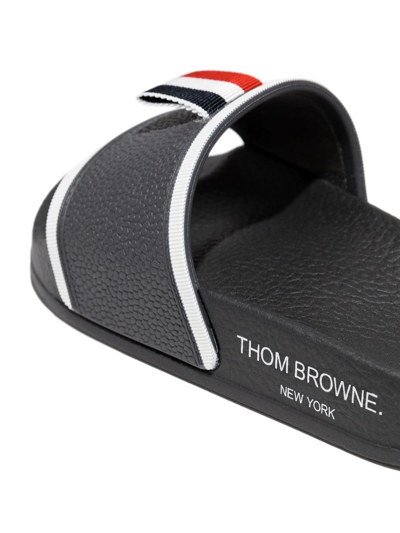 Shop Thom Browne Rwb Stripe Open-toe Slides In 白色