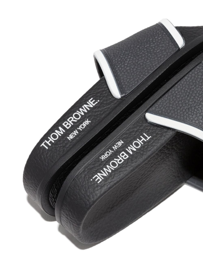 Shop Thom Browne Rwb Stripe Open-toe Slides In 白色