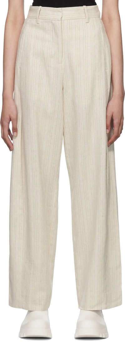 Shop Holzweiler Off-white Vidda Trousers In 1010 Sand Stripe