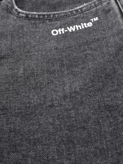Shop Off-white Diag-stripe Denim Shorts In Grey