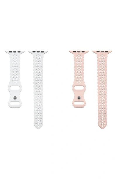 Shop The Posh Tech Silicone Sport 2-pack Apple Watch® Watchbands In Pink/ White