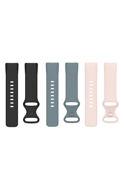 Shop The Posh Tech Assorted Silicone Fitbit Band In Blue Mist/ Light Pink/ Black
