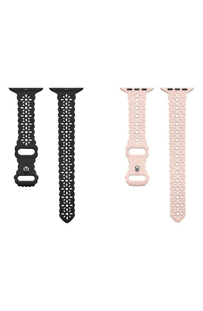 The Posh Tech Silicone Sport Apple Watch Band In Pink/ Black