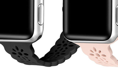 The Posh Tech Silicone Sport Apple Watch Band In Pink/ Black