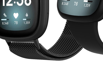 Shop The Posh Tech Stainless Steel & Silicone Fitbit Band In Black