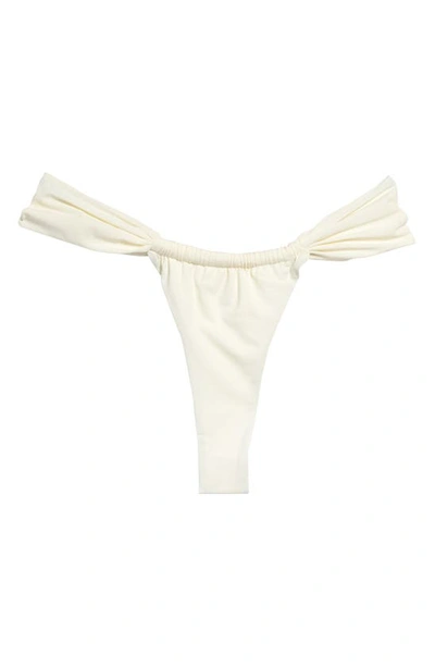 House Of Cb Athens Ruched High-rise Bikini Bottoms In Ivory