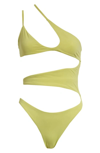 House Of Cb Asymmetric Cutout One-piece Swimsuit In Olive