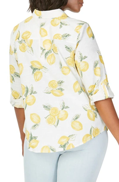 Shop Foxcroft Zoey Lemon Print Cotton Shirt In Lemon Sorbet