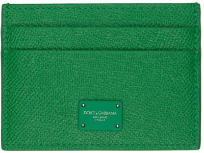 Shop Dolce & Gabbana Green Dauphine Card Holder In 87521 Smeraldo