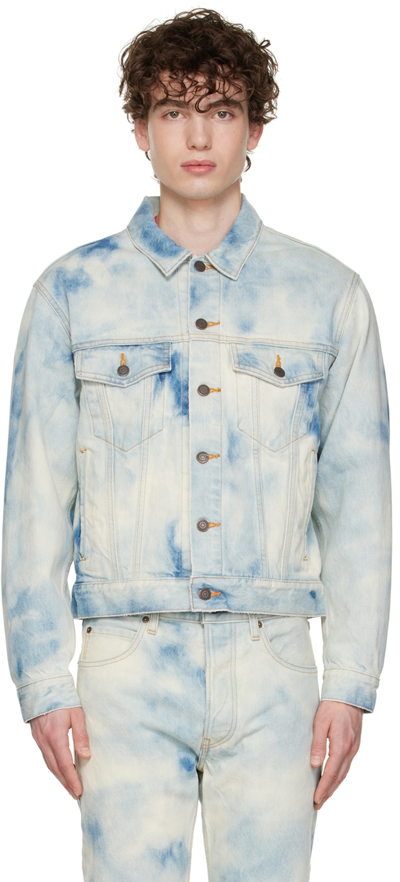 Seekings Blue Bleached Denim Jacket In Bleachedsky