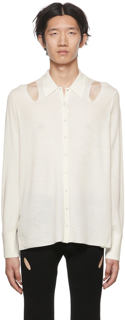 Shop Dion Lee Off-white Cutout Cardigan In Ivory