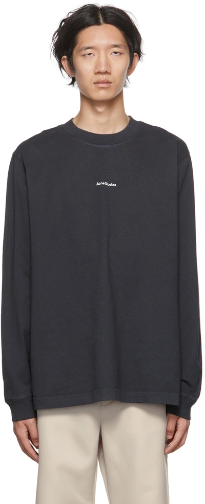 Shop Acne Studios Black Organic Cotton Long Sleeve T-shirt In 900 Black