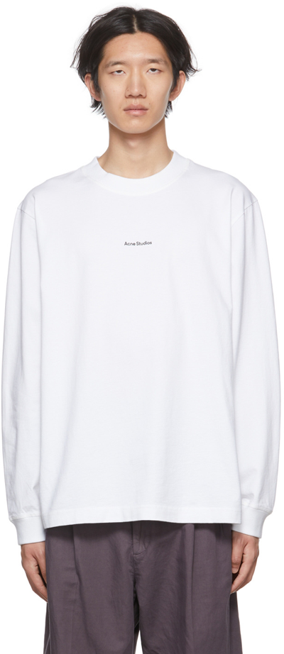 Shop Acne Studios White Organic Cotton Long Sleeve T-shirt In 183 Optic White