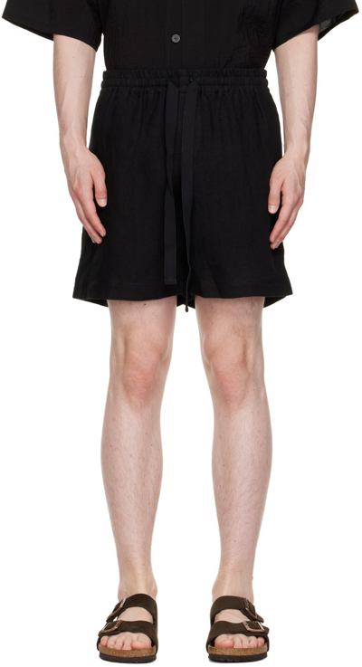 Shop Commas Black Linen Shorts