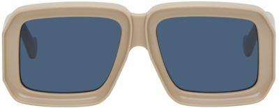 Shop Loewe Beige Paula's Ibiza Diving Mask Sunglasses In 57v Beige