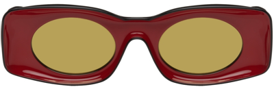 Shop Loewe Black & Red Paula's Ibiza Original Sunglasses In 01g Shiny Black/red