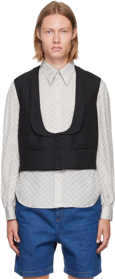 Shop Gucci Black Wool Waistcoat In 1000 Black