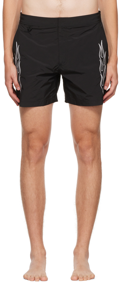 Shop Double Rainbouu Black Shark Pool Swim Shorts In Blaczed (black)