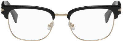Shop Lanvin Black & Gold Square Glasses In 001 Black