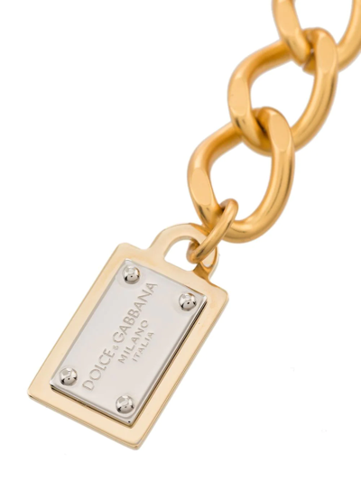 Shop Dolce & Gabbana Logo-plaque Chain Bracelet In Gold