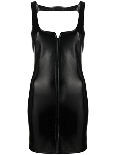 Shop Courrèges Bodycon High-shine Mini-dress In Black