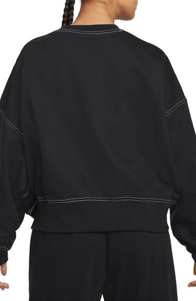 Shop Nike Sportswear Swoosh Oversize Crop Fleece Sweatshirt In Black/ Black/ White