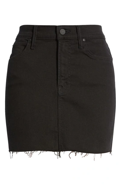 Shop Mother Smokin' High Waist Raw Hem Denim Miniskirt In Pitch