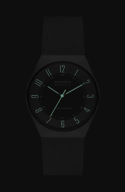Shop Skagen Grenen Solar Powered Mesh Strap Watch, 37mm In Charcoal